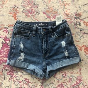 high rise ripped jean shorts